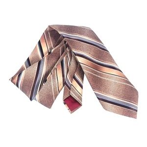 John Frederics Vintage Tie Brown Blue Tan Stripe Made in USA Classic Wide